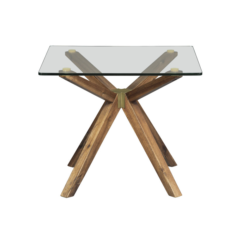 Glass End Table, Walnut