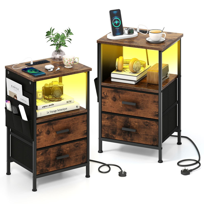38cm W Metal Bedside Table