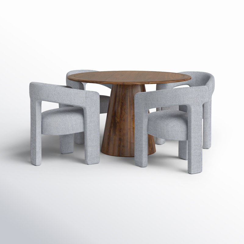 Darlington 5-Piece Dining Set, Gwen Blue Microsuede, Walnut