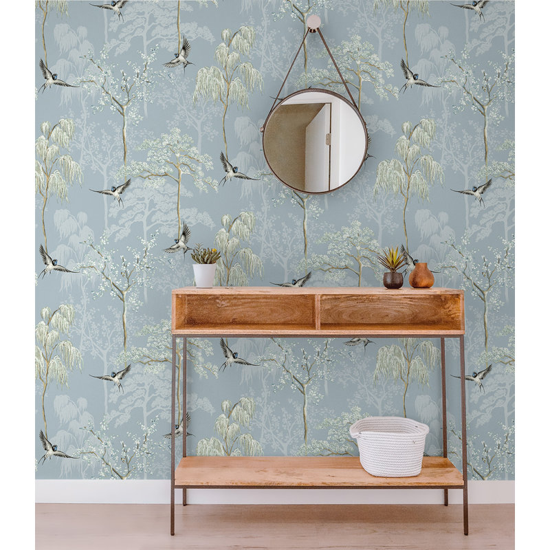 Daela Peel & Stick Floral Roll, Light Blue