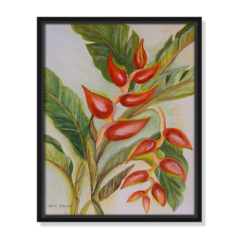 Imprimé Heliconia par Mike Ragan pour , H 15,5 po x l 12,5 po, Noir