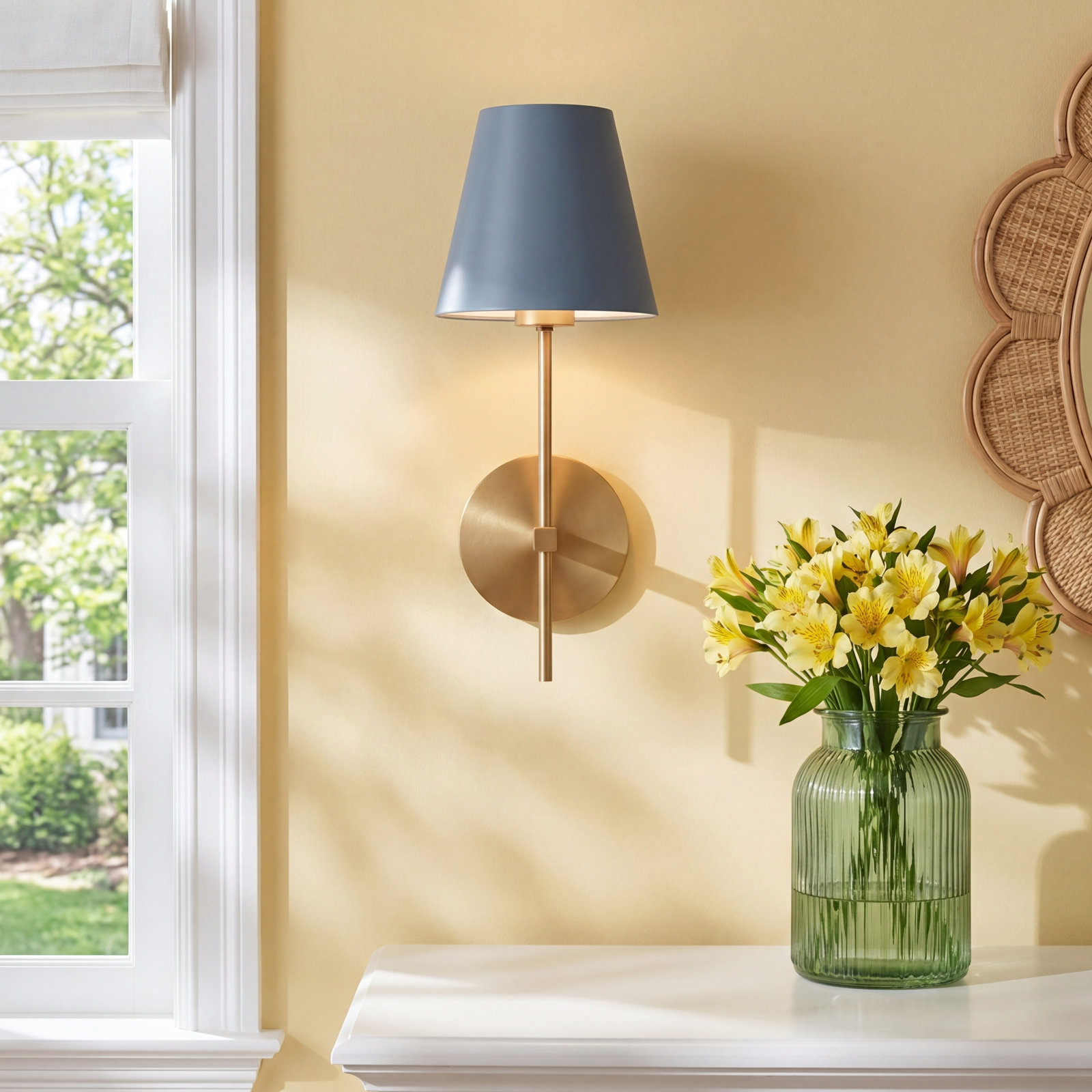 Kinston Single Light Steel Dimmable Wallchiere, Blue
