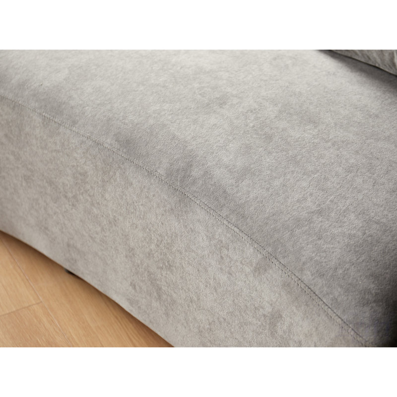 Canapé courbé de 132 po avec coussins décoratifs, Velours gris velours