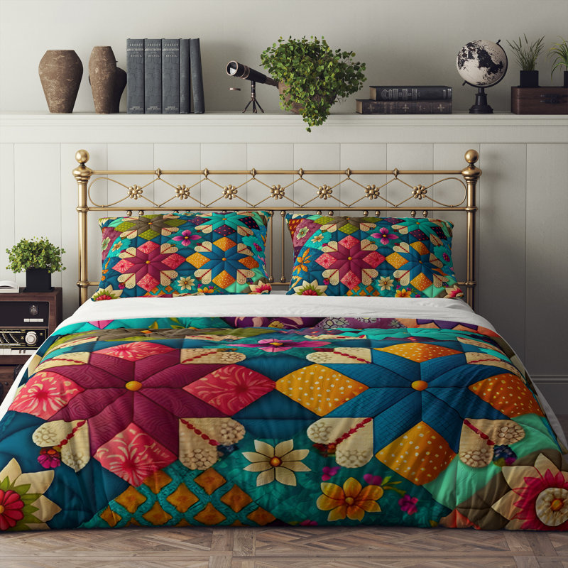 Floral Duvet Cover, King Duvet Cover + 2 King Shams