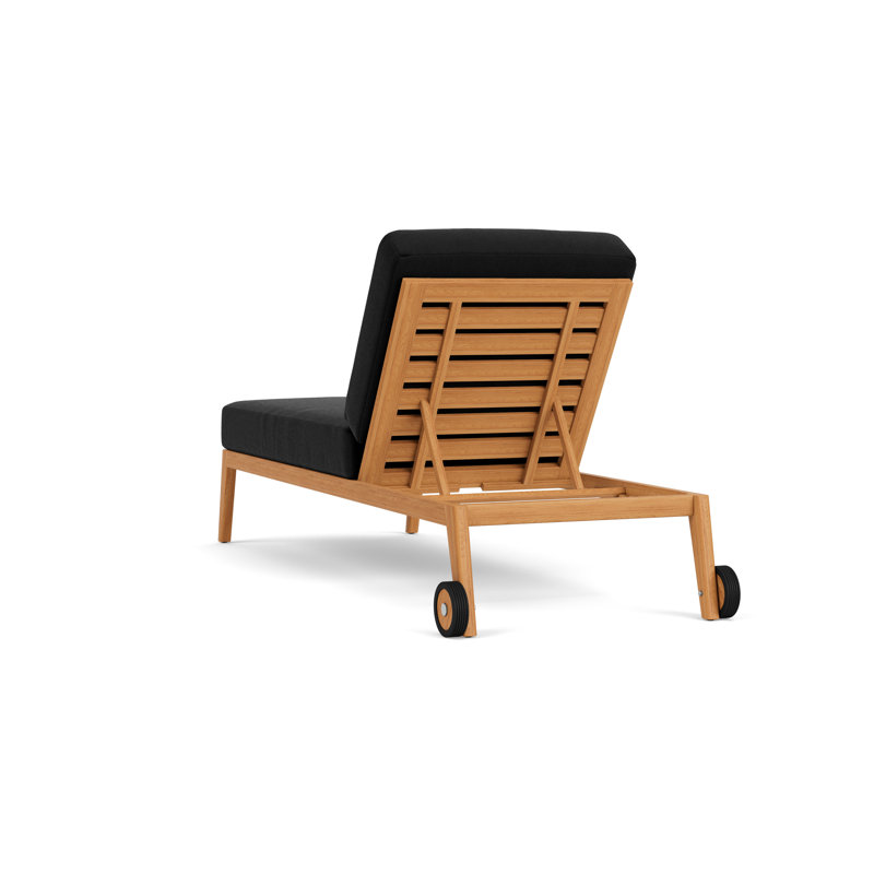 Alpine Outdoor Teak Chaise Lounge, Canvas Black