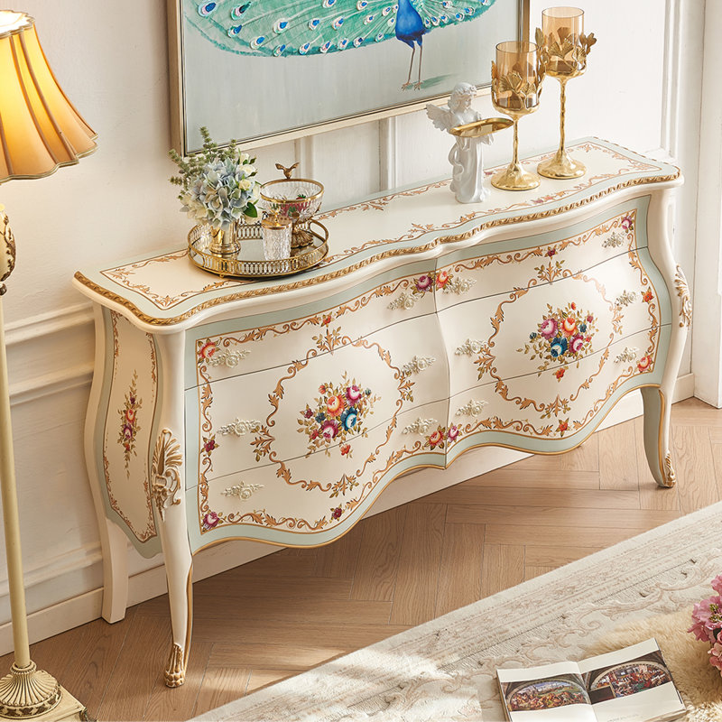 French Court Style Hand-Painted Storage Cabinet