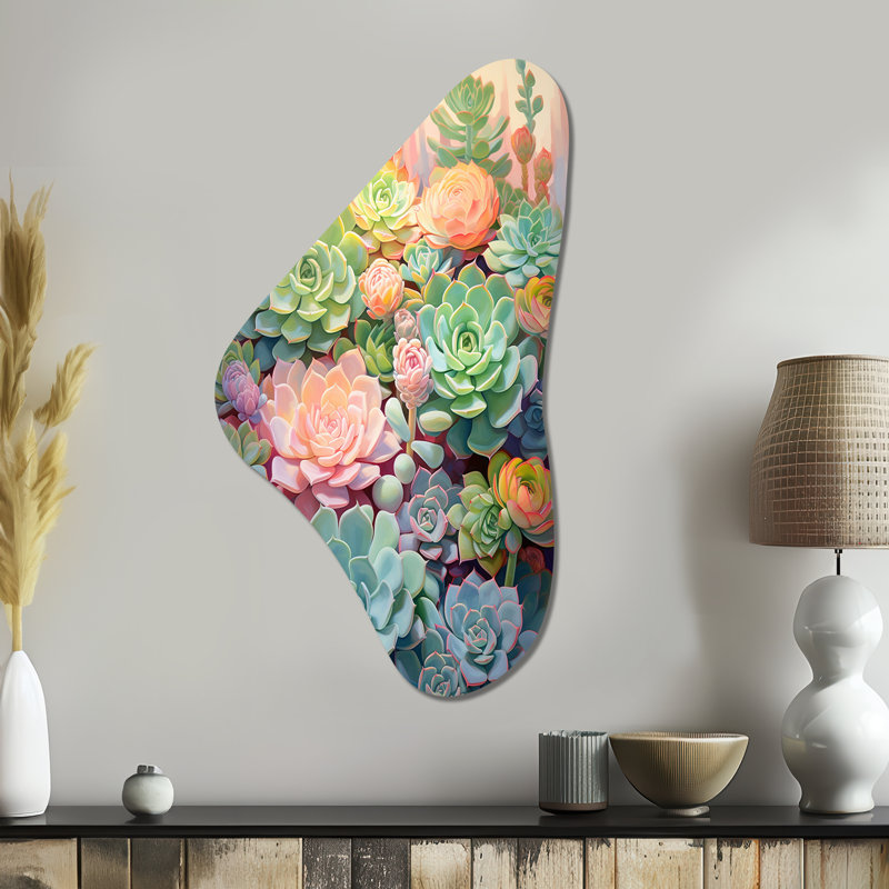Edelman - Succulent Boomerang Shape, art mural asymétrique en métal, H 39 po x l 21 po