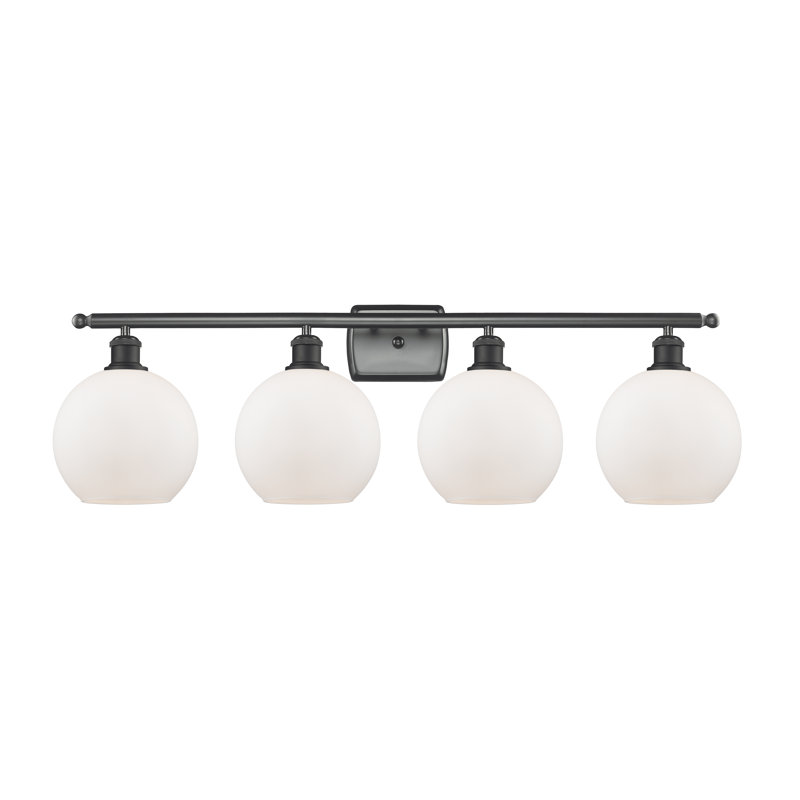 Éclairage de salle de bain à intensité variable 4 lumières Baptista, Noir mat, Ampoule DEL 6 watts Vinage, Blanc cassé mat