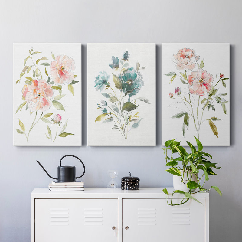 Carnet de croquis Cottage Rose I - ensemble de 3 impressions sur toile tendue, H 18 po x l 36 po x P 1 po