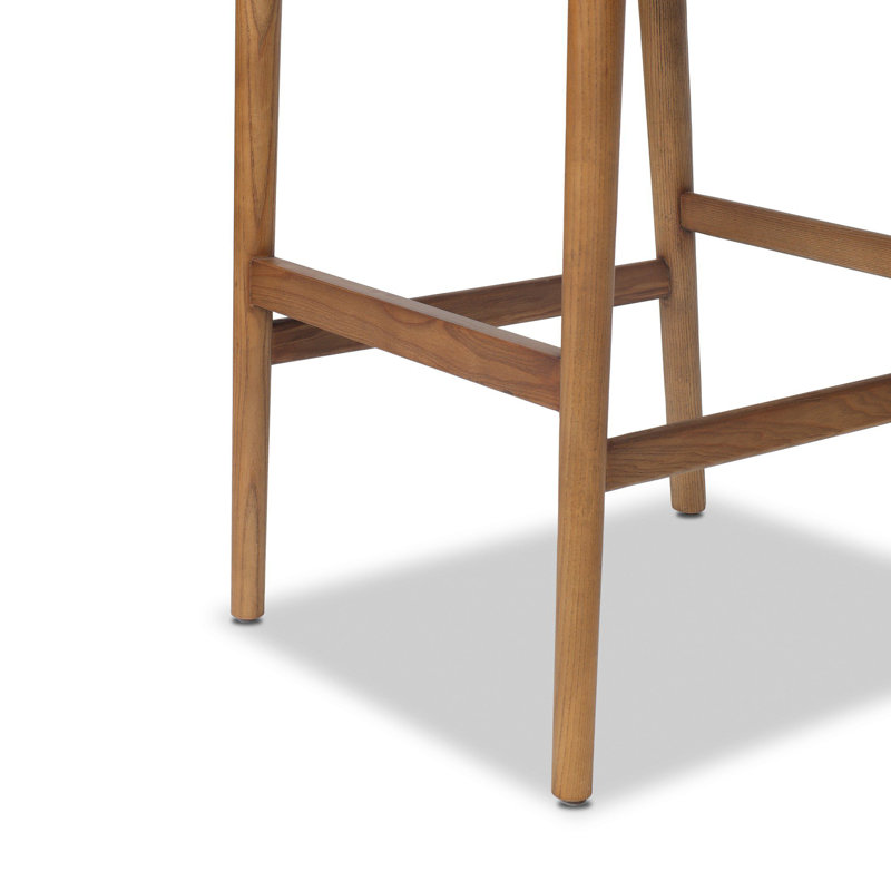 ROTHLER Stool, Counter Stool (27” Seat Height), Tan Ash, Maestro Camel/Genuine Leather