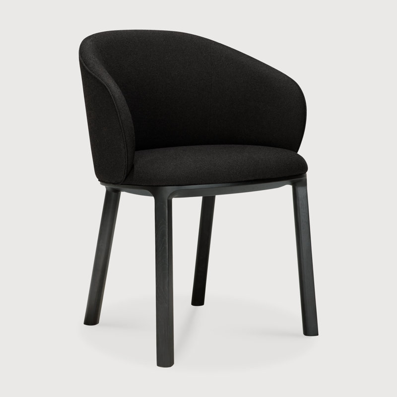 Unda dining chair - varnished oak - black - Charcoal fabric 61/58/81, Charcoal, Oak Black