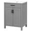 Meuble-lavabo de 24 po, lavabo en céramique, tiroir rabattable, double couche, tablette réglable et charnières à fermeture en douceur pour bien ranger l'évier, fabrication, rangement spacieux, portes, poignées noires, en forme de U