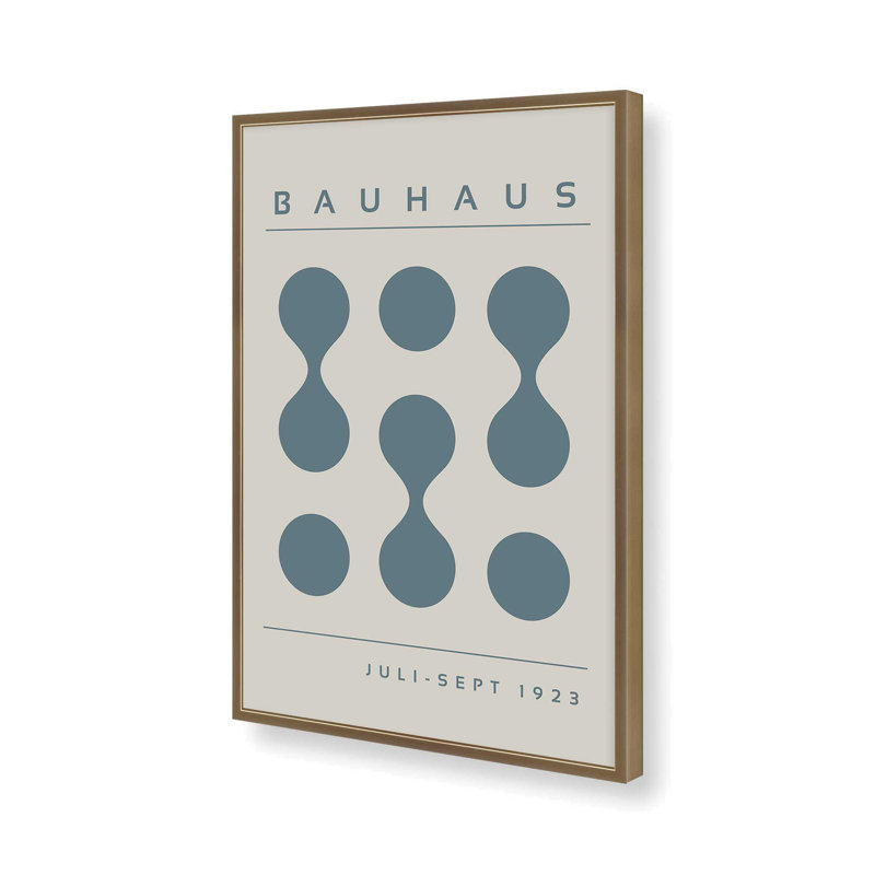 Tempête de Bauhaus bleu, impression I, Reproduction encadrée sans passe-partout, Or brossé, H 21,25 po x l 17,25 po