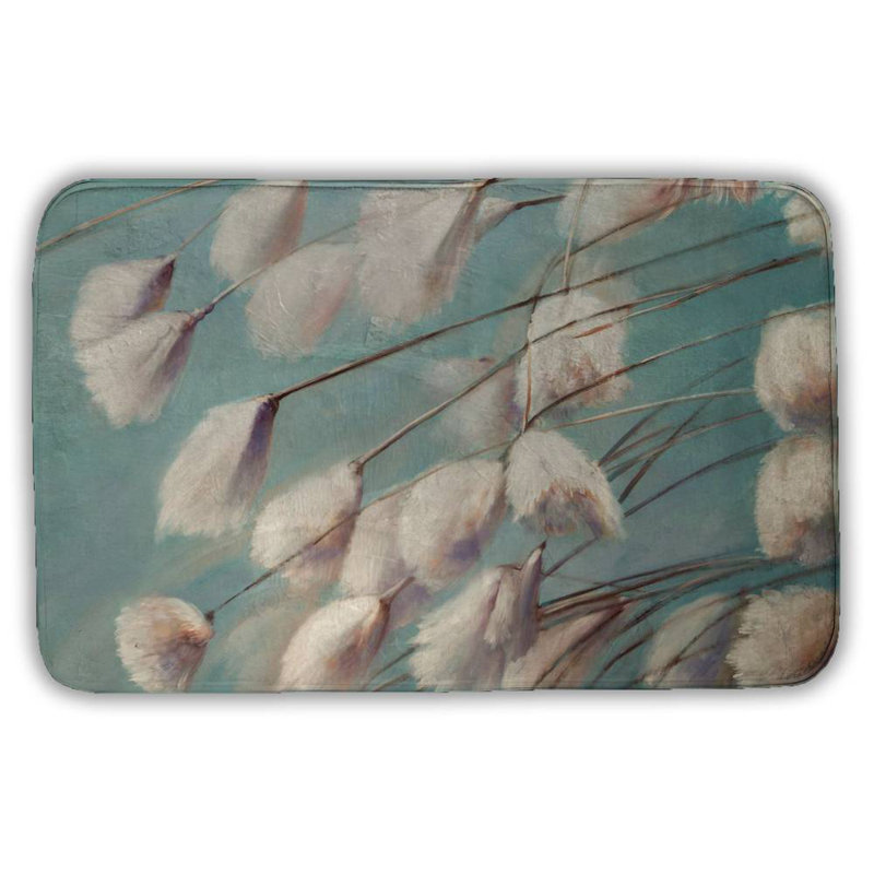 Cotton grass flowers in the wind Bath Mat with Non-Slip Backing - Quick Dry Memory Foam Bathroom Rug - Absorbent - Modern Plush Spa-Style - Machine Washable