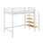 Metal Loft Bed In Twin Size, Featuring An Upper Mesh Storage Shelf-596561242