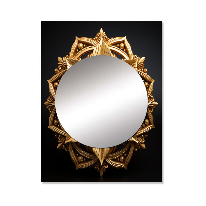 Prodan, cercles dorés mandala en or II - miroir décoratif mandala boho, 40 po x 30 po