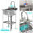 Stainless Steel Utility Sink with Faucet – Free Standing Single Bowl Commercial Sink for Kitchen, Laundry Room, Restaurant & Garage – Heavy-Duty Stainless Steel, Hot & Cold Water Pipes, Pull-Out Spray 