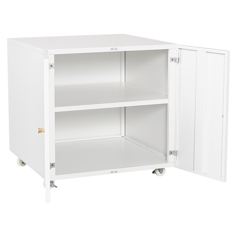 Metal Printer Stand With Storage Mobile Printer Tables For Small Spaces With Door Adjustable Shelf File Cabinet On Wheels For Home Office (White)