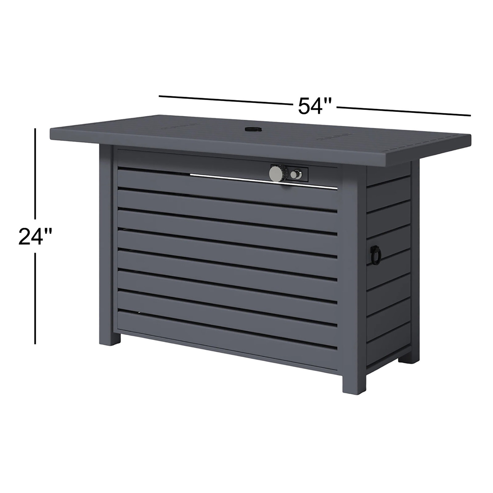 Casselton Rectangle Fire Pit Table, 24" H X 54" W, Charcoal