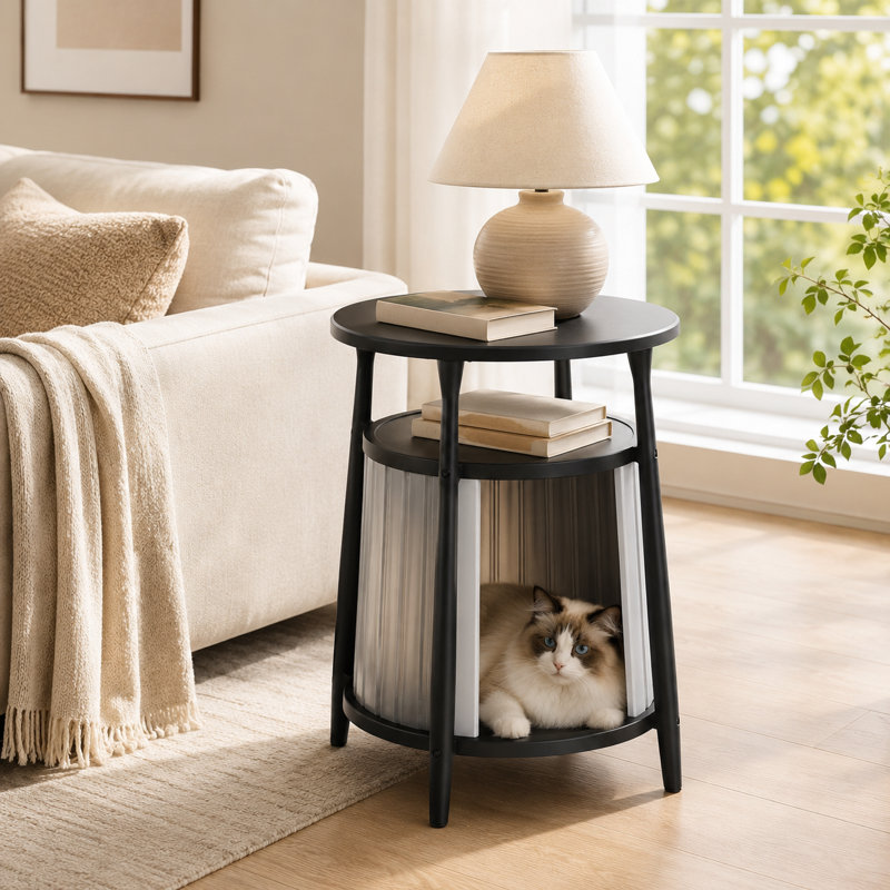 Table d'appoint ronde Cat House, Gris