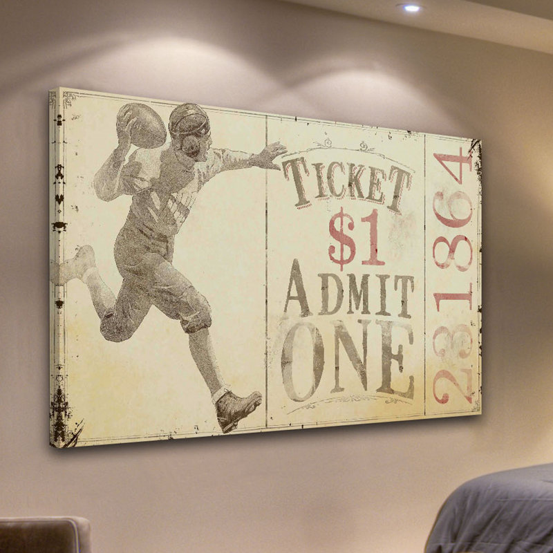 Quarterback Pass Alternative Version 1 by Maurice Bower Painting Print on Wrapped Canvas, 16" H x 24" W x 1.5" D