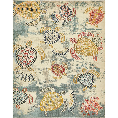 Tapis abstrait bleu / crème Higley