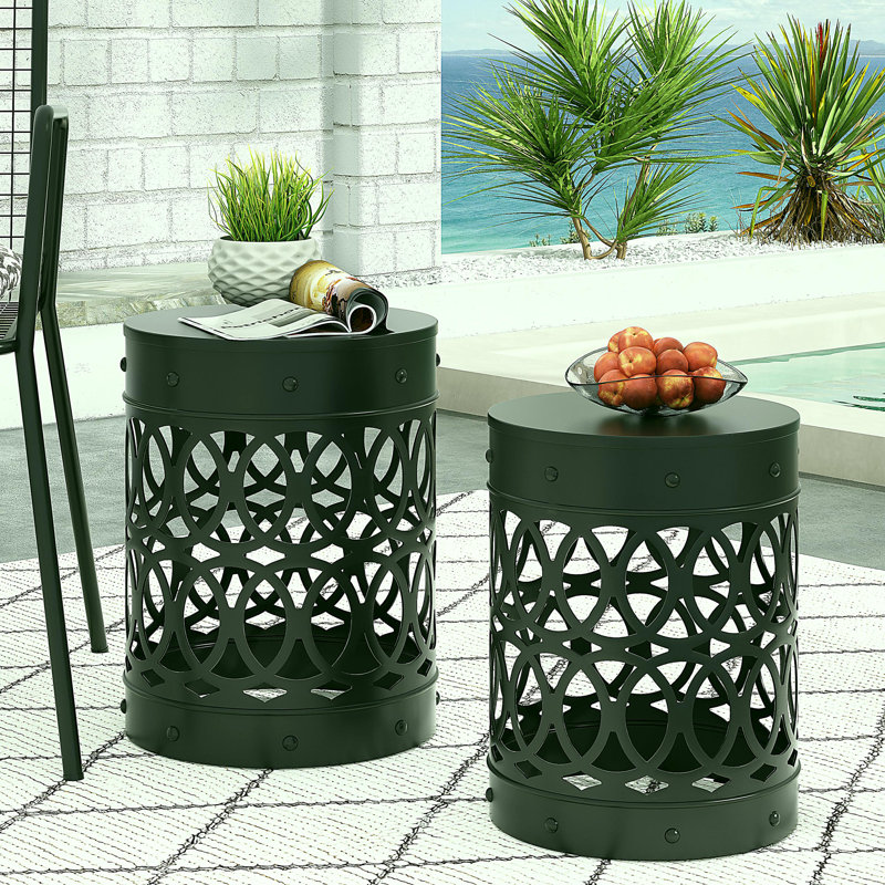 Outdoor metal side table, Black