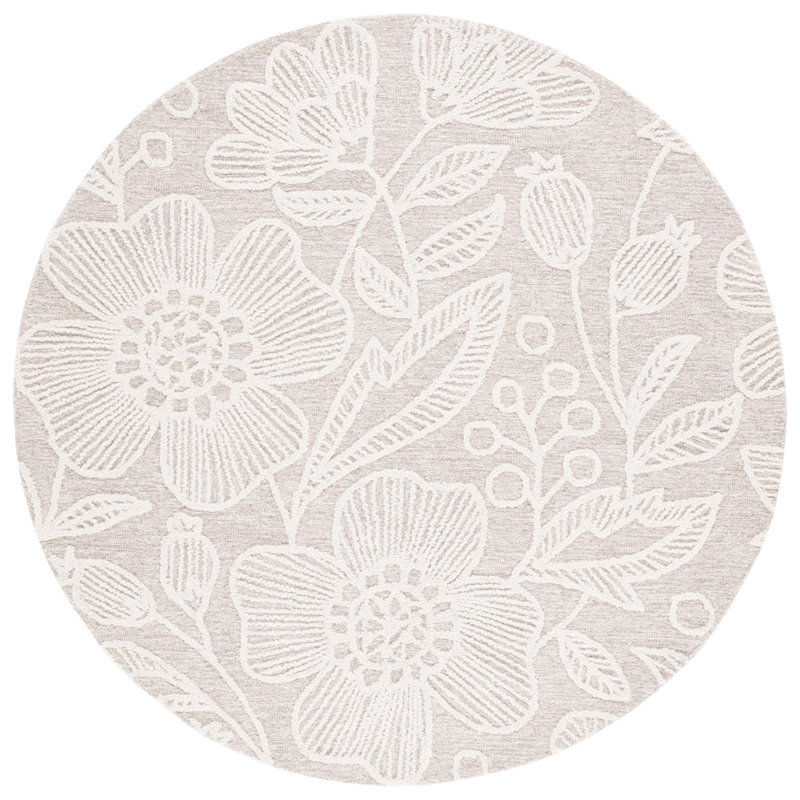 Jardin Hand Tufted Wool Floral Rug, Round 6'
