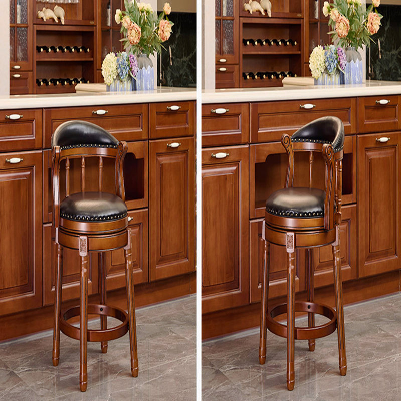 Tabourets de bar en cuir et cuir, chaise de bar pivotante à 360 degrés avec dossier, tabourets de bar à hauteur de comptoir