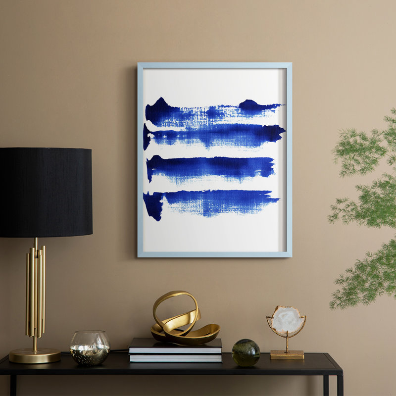 Abstrait, art abstrait encadré, prêt à accrocher, Bleu, H 29 po x l 23 po