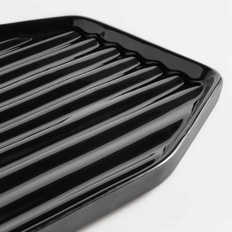 Vice Versa Ceramic Decorative Tray, 1" H x 16" W x 10" D, Black