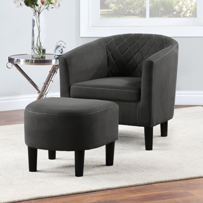 Aricely Upholstered Barrel Chair with Ottoman