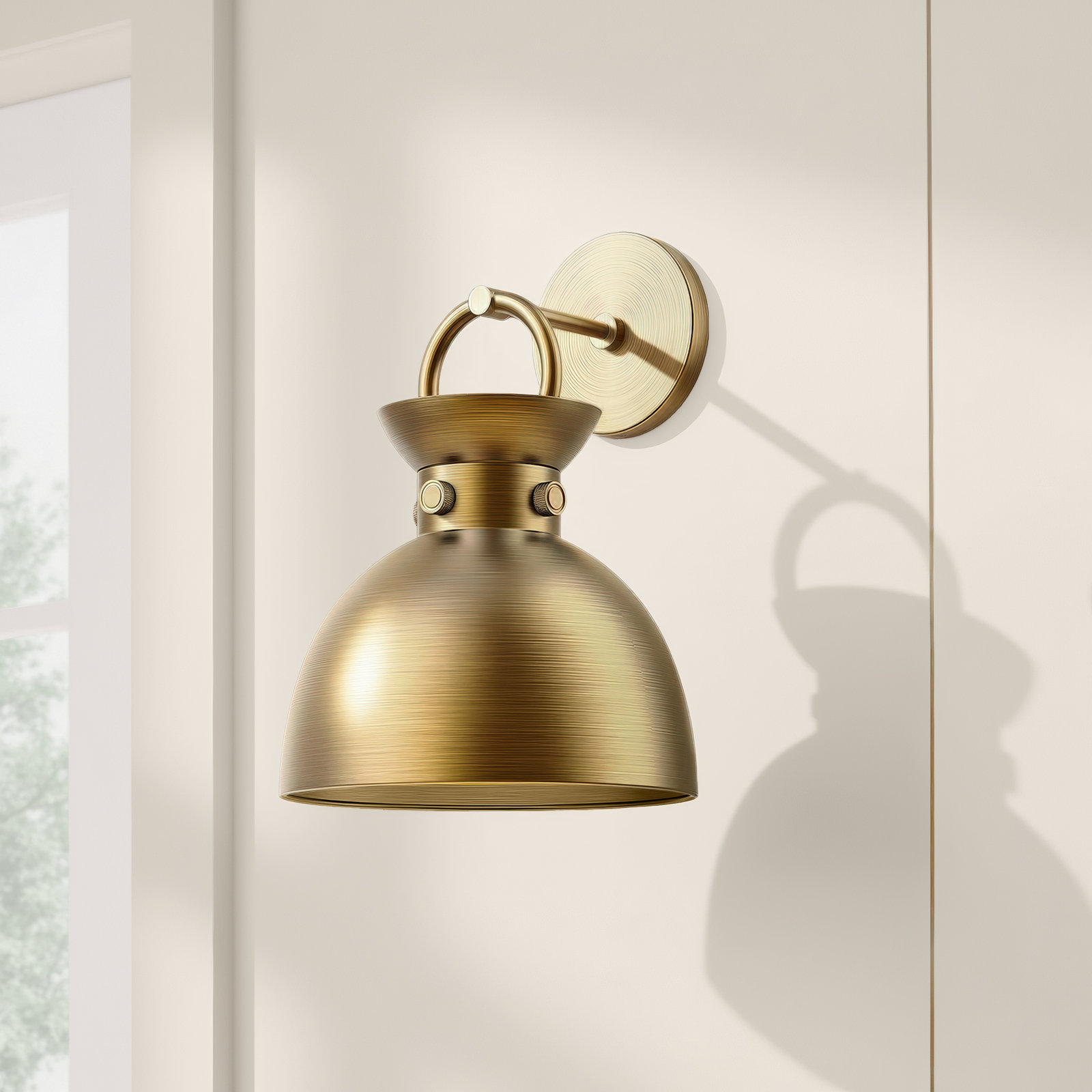 Tinka Single Light Dimmable Armed Sconce, Aged Gold, Aged Gold
