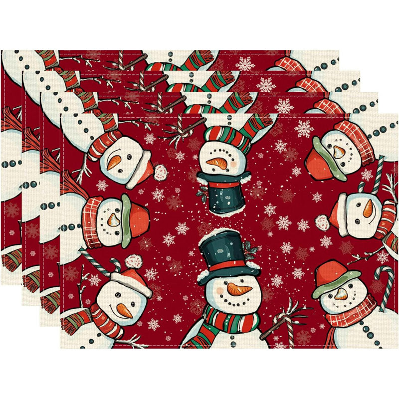Ensemble de 4 napperons de Noël en forme de flocons de neige pour Noël, 4