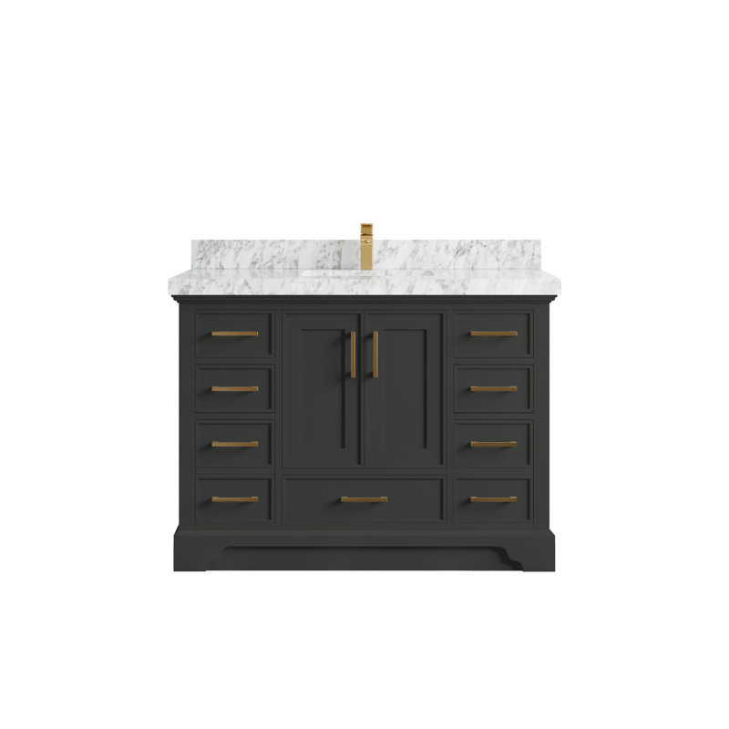 Charlotte 48'' Single Bathroom Vanity with Top, Carrara Marble