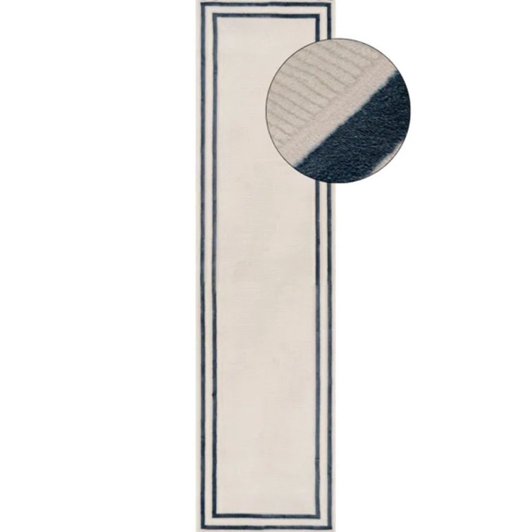 Carmel Modern Bordered Cream/Navy Area Rug