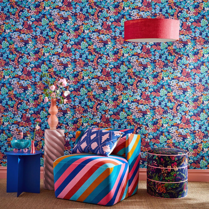 Wonderland Floral Fabric, Sapphire/Spinel/Emerald