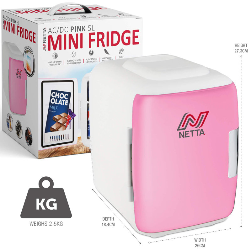 NETTA 5L Mini Fridge - For Bedroom, Skincare, Office with Cooling And Warming Function, Pink