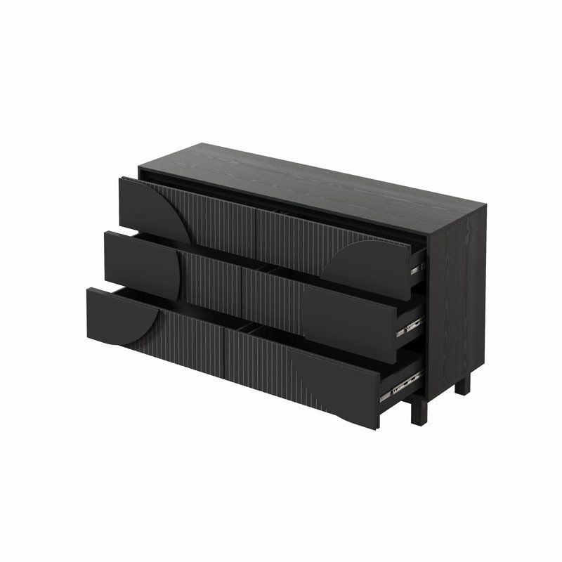 Buffet 60 "à 6 tiroirs Kira, Noir carbone