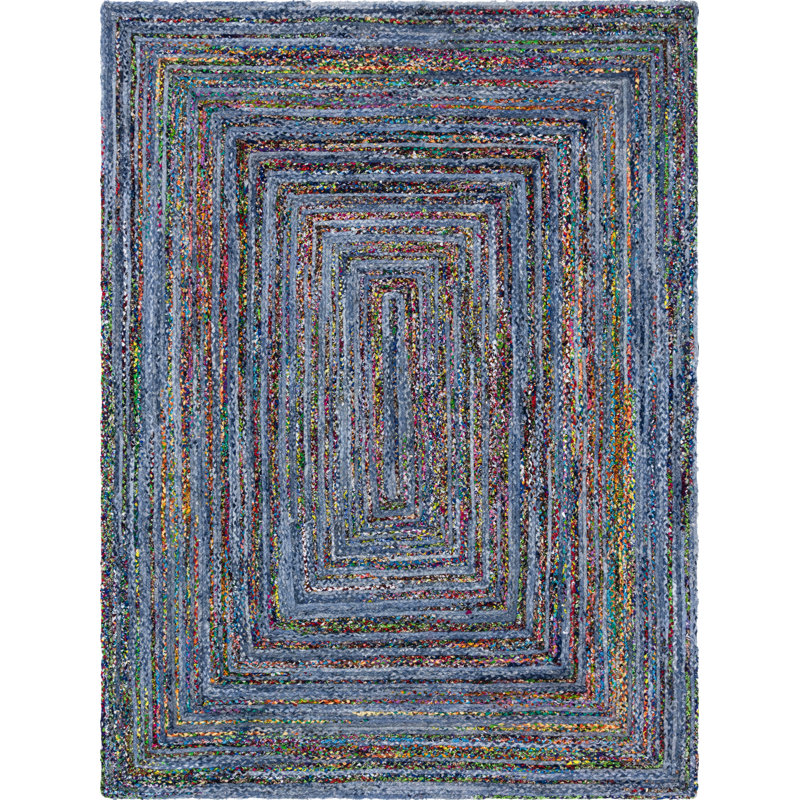 Tapis bleu tressé à la main Tullie, Rectangle 9 pi x 12 pi 2 po