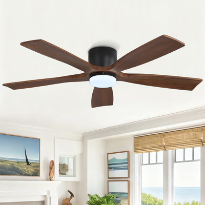 Ventilateur de plafond 48 po à 5 pales encastré avec télécommande, 3 ampoules à DEL à intensité variable avec mémoire, moteur CC réversible ultra silencieux