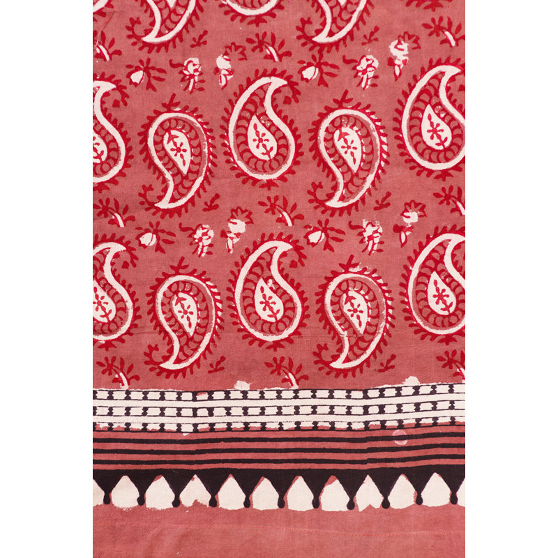 Belvue 100% Cotton Room Darkening Curtain Single Panel, Red/White