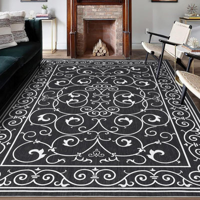 Tapis de salon à motif floral 9 x 12