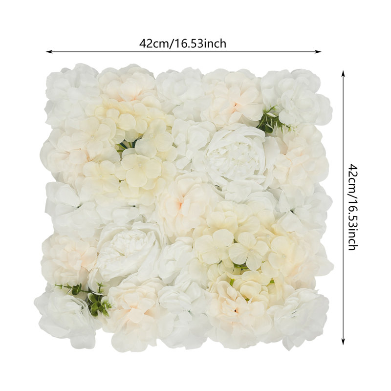 Panneau mural fleur artificielle, 12, White, Light Champagne