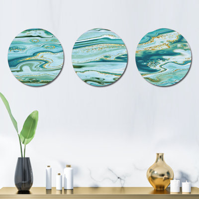 Ensemble de 3 décorations murales en métal Ocean Marble