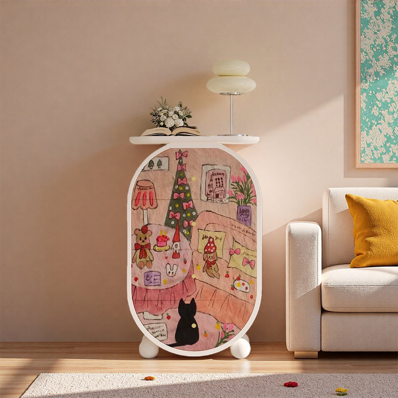Armoire décorative ovale en pin