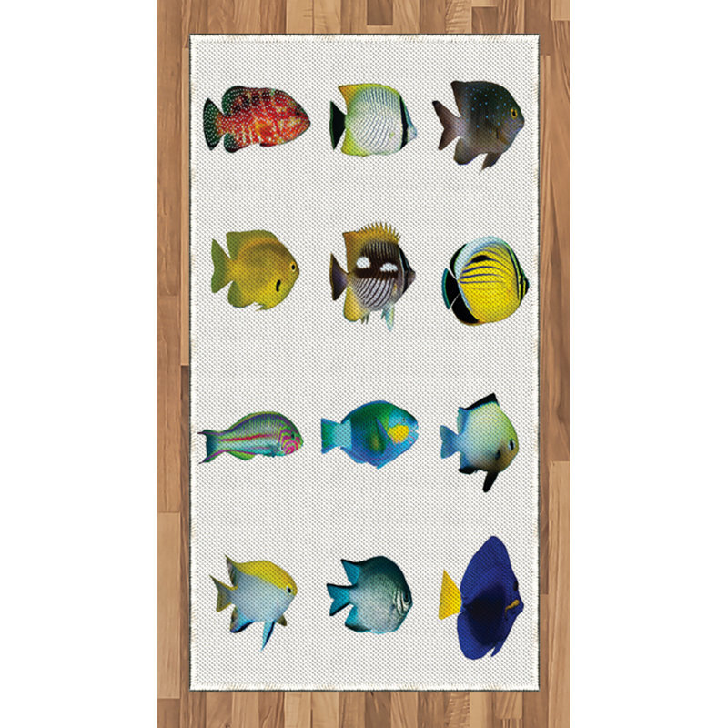 Fish High Density Long Fiber Poly Threads Decorative Area Rug Carpet, Rectangle 2'7" x 5'