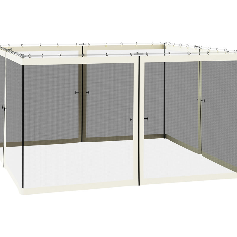 Cream Gazebo Sidewall Netting For 12' X Canopy Tents And Gazebos, Replacement Tent Mesh Replacement, Cream, With Strong Zipper
