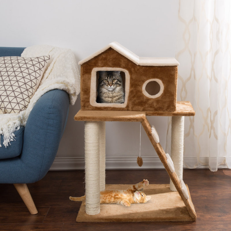  PETMAKER 35in Cat Tree with House, Brown