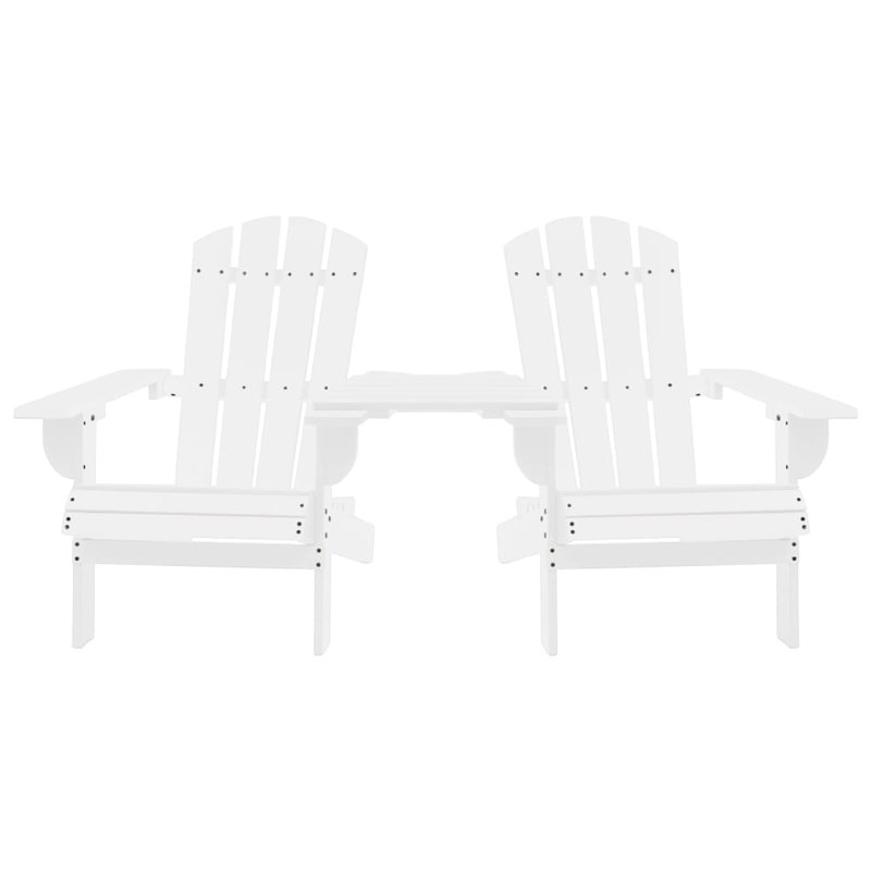 Chaise de jardin Adirondack, structure en bois de sapin massif blanc, panneaux à lattes